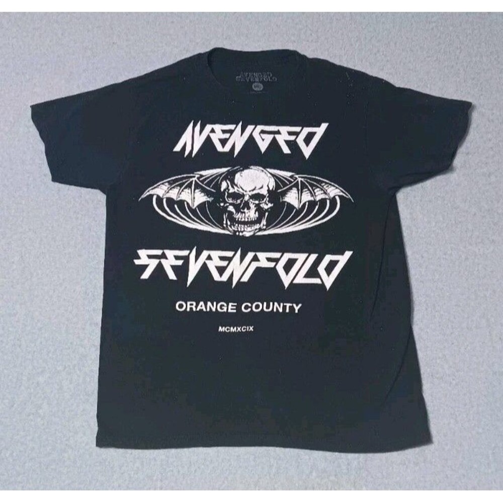 Avenged Sevenfold A7X T Shirt Orange County MCMXCIX Mens M Black Deathbat Rock